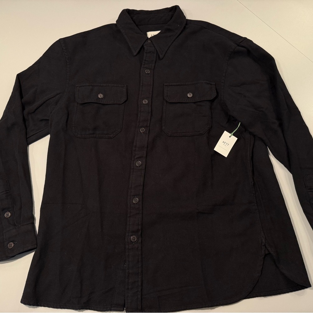 AE77 Premium Brushed Twill Workshirt - Black (L)